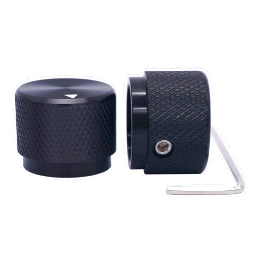 Taiss/ 2pcs Black Aluminum Rotary Electronic Control Potentiometer Knob For 6 mm Diameter Shaft, Volume Control Knobs, Audio knob, Guitar Knobs，Switch Knobs, 20mm dia. x 15.5mm height