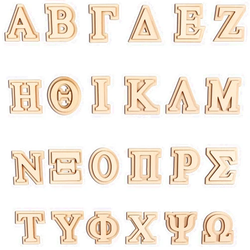 She Love Double Layer Wooden Greek Letters 2 inch Unfinished Wood Greek Alphabets Letters 24Pcs Small Wood Letter for Crafts Paddle DIY Painting Arts Project Home Wall Decor (2 inch-24 pcs)