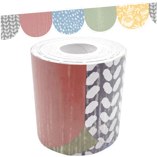 Teacher Created Resources Classroom Cottage Scalloped Die-Cut Rolled Border Trim - 50ft - Decorate Bulletin Boards, Walls, Desks, Windows, Doors, Lockers, Schools, Classrooms, Homeschool & Offices