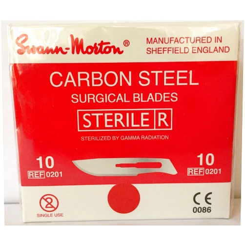 Swann-Morton #10 Sterile Surgical Blades, Carbon Steel [individually packed, box of 100]
