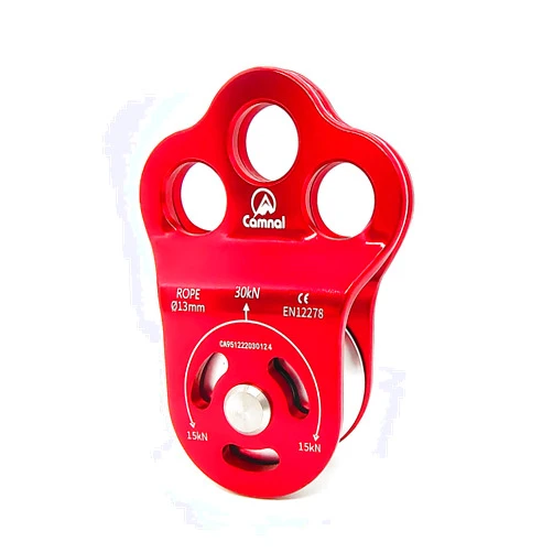 EMMRAGNO 30KN Climbing Single Pulley Climbing Three Hole Hitch Pulley Climbing Bearing Pulley, Hauling Pulley for Rock Climbing, Rappelling, Zipline Sports etc.