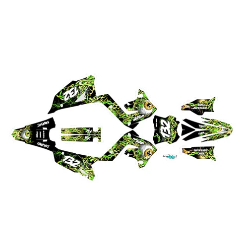 Kalair GFX Graphics Kit for Kawasaki KX250 POLISPORT RESTYLE (2003-2008) CORE Series Gold 09 Mil - Dirt pit bike motorcycle sticker, dirtbike racing decal motocross accessories no-plastics