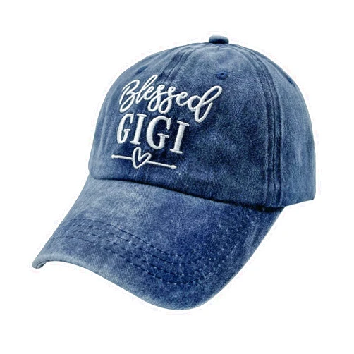 Waldeal Women's Blessed Grandma Hats Washed Denim Adjustable Baseball Cap for Mom