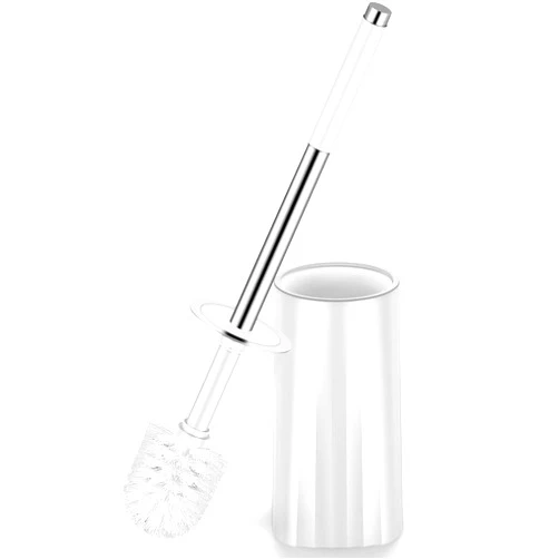 Alpsnow Toilet Brush and Holder Set, Compact Toilet Bowl Brush with Stainless Steel Handle, Hard Bristles, Drip-Proof, Easy to Assemble, Deep Cleaning White