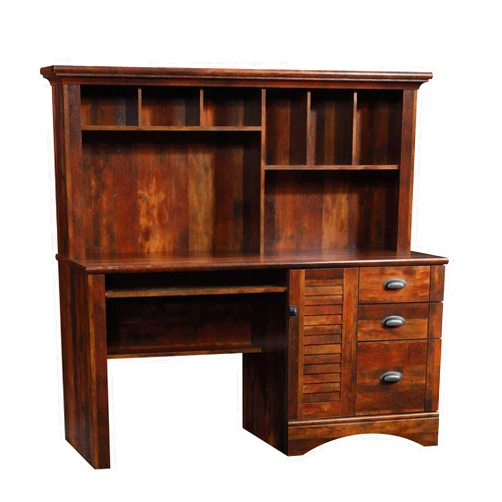 Sauder Harbor View Home Office Computer Desk with Hutch, Keyboard Tray, in Curado Cherry
