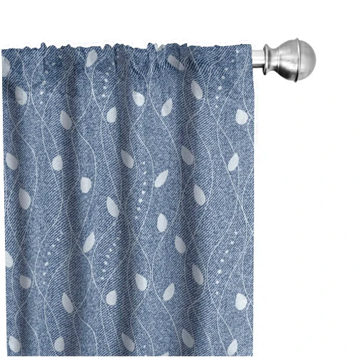Ambesonne Leaves Curtains, Branches Over Denim Background Contemporary Fashion Nature Mix Art Deco, Window Treatments 2 Panel Set for Living Room Bedroom, Pair of - 28