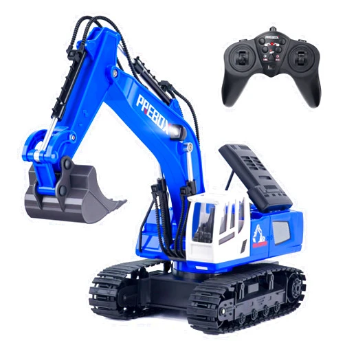 AHCo. RC Construction Excavator Toy for Boys & Girls, Cool Birthday Gifts for Age 6 7 8-12+ Year Old, Sand Digger Toy for Kids with 11 Channel, Alloy Bucket, Lights & Sounds