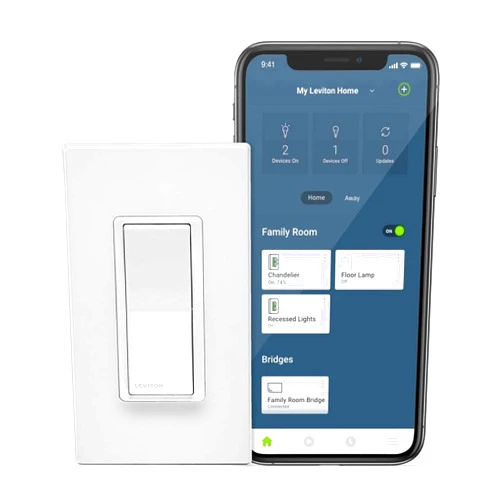 Leviton No-Neutral Decora Smart Switch, Requires MLWSB Wi-Fi Bridge to Work with My Leviton, Alexa, Google Assistant, Apple Home/Siri & Wire-Free 3-Way DN15S-1RW, White