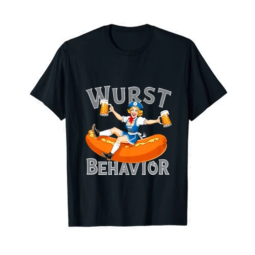 Wurst Behaved Oktoberfest Bavarian Bratwurst Fan Wurst Behavior: Oktoberfest Bavarian Woman And Bratwurst T-Shirt