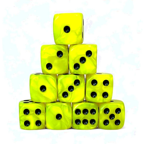 Luck Lab 10 Piece D6 Dice Pack - Acrylic Dice for RPG MTG DND Dice Table Games and Board Games (Neon Pearl with Black Pips)