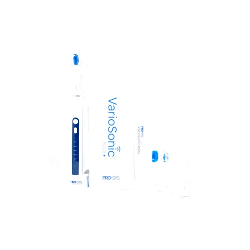 PRO-SYS® VarioSonic Plus+ Full Kit Professional Electric Toothbrush, Rechargeable with Pressure Sensor and Timer, Customizable Intensity Powered Toothbrush with Travel Case (White)