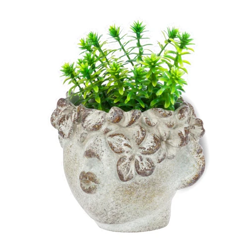 Abbott Collection 27-BACI-310-SM Small Kissing Face Wall Planter, Grey