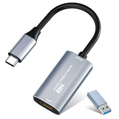 VIXLW Video Capture Card, 4K 1080p60fps Capture, USB 3.0 HDMI to USB-C Audio Capture Card with Type-C Adapter Devices for Gaming/Live Streaming/Recording, Compatible with Windows Mac OBS Zoom