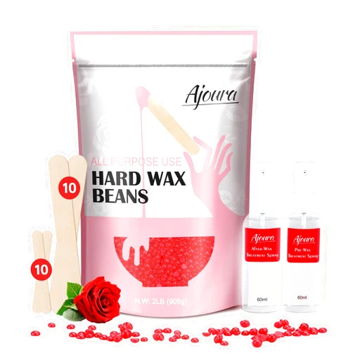 Ajoura 2 lb Hard Wax Beads, All-purpose Wax Beans for Sensitive Skin, Large Area Coarse Hair Removal, Refill Bag for Brazilian Bikini, Face, Eyebrows, Underarms, Arms, Chest, Back, Legs, Women Men