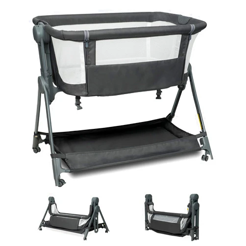 DEYGIA Bassinets Bedside Sleeper, Baby Bassinet One-Button Folding Portable Bedside Bassinets for Newborn, Breathable Mesh and Soft Mattress, Adjustable Height Baby Crib with Storage Basket and Wheels