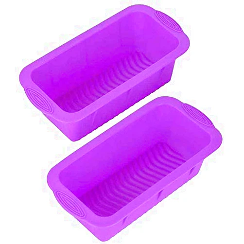 POPBLOSSOM Silicone Bread Mold and Loaf Pan, Set of 2 for Soap and Homemade Bread (Purple)