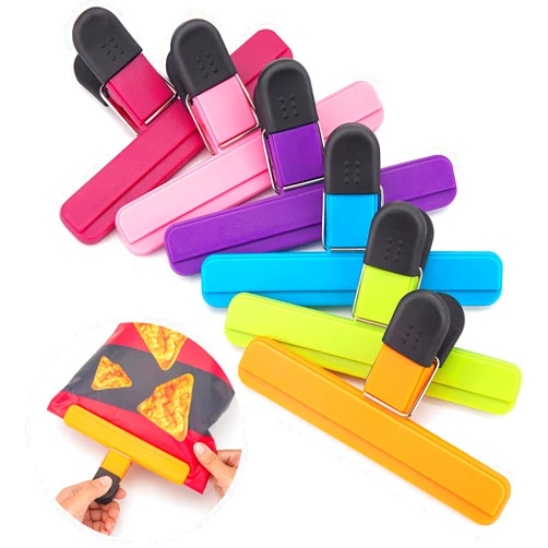 EWOID 6 Pack Chip Bag Clips, Large Bag Clips for Food Storage, Snack Clips Bag Clips for Chips and Other Food Bags, Plastic Heavy Duty Sealing Clips for Home, Office, School and More(6 x 3.5 Inch)