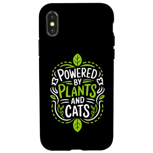 Plant Based Diet Vegan & Vegetarian Accessories Veganism Powered By Plants And Cats, Vegan Food Lover Case for iPhone X/XS