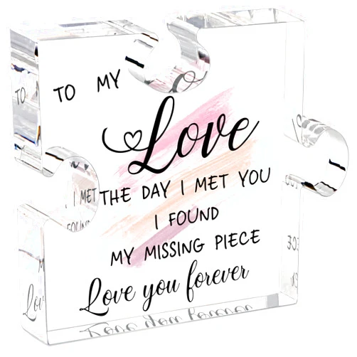 LukieJac I Love You Gifts for Her Him Anniversary Birthday Gifts for Boyfriend Girlfriend Romantic Gift for Husband Wife Valentines Christmas Gift To My Love Puzzle Piece Plaque I Miss You Sign