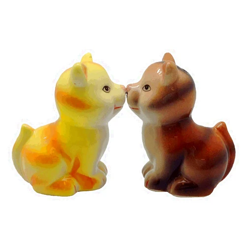 Essence of Europe Gifts Magnetic Kissing Cats Collectible Ceramic Salt and Pepper Shakers Set by E.H.G