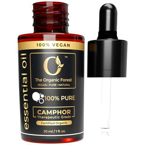 The Organic Forest – VEGAN . PURE . NATURAL USDA Organic Camphor Essential Oil - 100% Pure, Natural, Steam Distilled Camphor Oil for Aromatherapy, Skin and Hair Care - Therapeutic Grade Essential Oil