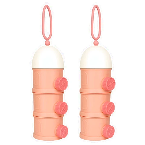 Accmor Formula Dispenser On The Go, 3 Layers Stackable Formula Container to Go, Non-Spill Portable Milk Powder Baby & Kids Snack Container, Pink
