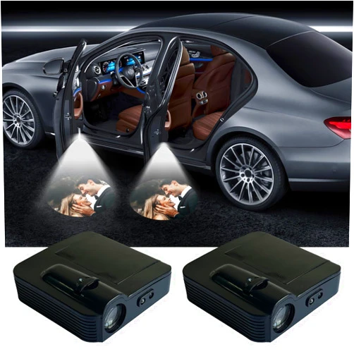 Generic Custom Car Door Light Projector Rechargeable Car LED Door Light with Photo Logo Anime Car Accessories for Women Men Personalized Gifts for Family Friend, Pack of 2, F2-Routine