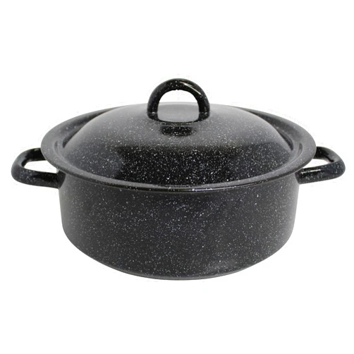 Mirro 4.5 Quart Traditional Vintage Style Black Speckled Enamel on Steel Dutch Oven with Lid, (MIR-10701)