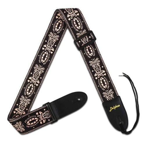 Dulphee Guitar Strap Vintage Printed Adjustable Polyester Shoulder Strap - Suitable for Bass, Electric & Acoustic Guitars