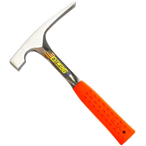 ESTWING Bricklayer's/Mason's Hammer - 20 oz Hi-Vis Masonry Tool with Forged Steel Construction & Shock Reduction Grip - EO-20BL