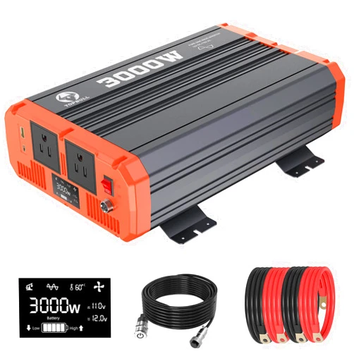 TOPBULL 3000 Watt Pure Sine Wave Power Inverter 12V DC to 110V AC Converter for Vehicle/Home/RV/Truck Off-Grid Solar Power Inverter with USB & Type-C Port, Dual AC Outlets and LCD Display, Remote Controller