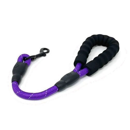 STJ COMPANY OWNED BY ONE DOG WITH TWO EMPLOYEES STJ Company Short Training Traffic Leash for Dogs l Teach Them to Walk Without Pulling l 18 Inch Rock Climbing Rope with Swivel Metal Snap-Bolt l Take Your Pup Near Crowds (18, Purple)
