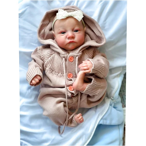 Anano 19 Inch Reborn Doll Open Eyes Levi Soft Slicone Baby Boy with Handcrafted Newborn Baby Girl Handmade Long Sweater Hair Band Real Life Newborn Preemie Nurturing Accessory Birthday Gift¡­