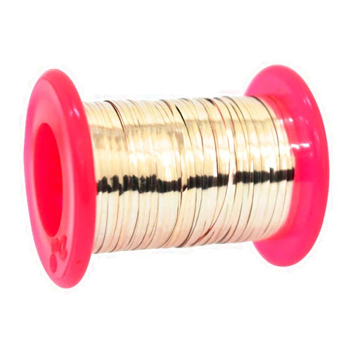 Embroiderymaterial Metallic Strip Mukaish Metal Thread for Craft and Embroidery 1 Roll (Pale Gold, 1MM, 100 Mtrs)