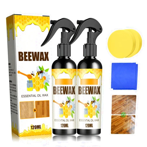 TPTAL Natural Beeswax Spray,Beeswax Furniture Polish,Beeswax Spray Cleaner,The Original Beeswax Spray Furniture Polish and Cleaner,Beeswax Polish Spray for Care Wooden Furniture,Wooden Floors(2PCS)