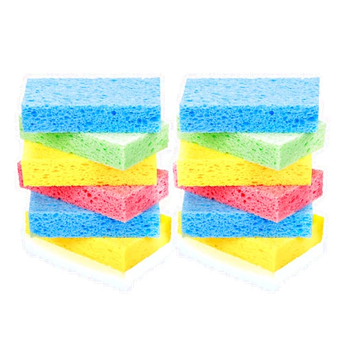 Temede 12-Count Cellulose Sponges, Non-Scratch Kitchen Sponges for Dish,Colorful Compressed Dish Scrubber Sponge for Household,Cookware,Bathroom