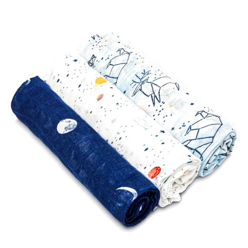 aden + anais Silky Soft Swaddle Blanket, Ideal Newborn & Infant Swaddling Set, 3 Pack, Stargaze