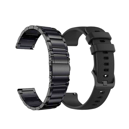 Yeejok 22mm Watch Bands Compatible with Fossil Men's Gen 6, 5E, 5LTE, 5 Carlyle Garrett, Women's Julianna, Gen 4 Explorist HR - Metal & Silicone Sport Bands Replacement, Black