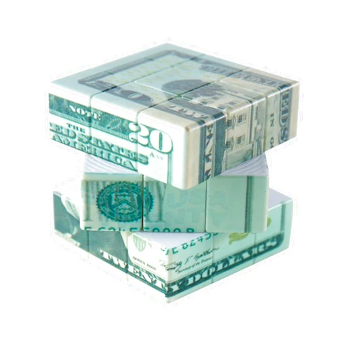 Kugoa Speed Cube 3x3 Ten-Dollar Notes/Bill Back Pattern Magic Cube Puzzle,IQ Games Puzzles Relief Effect Adult Toys,5.6cm/2.2