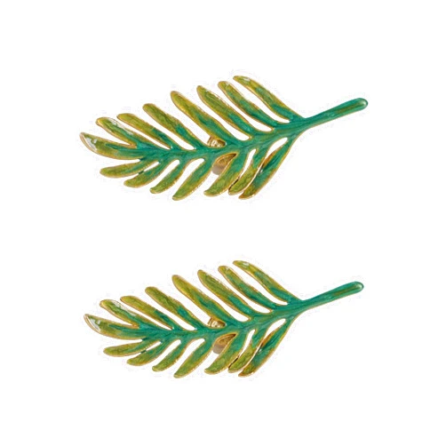 SOFFEE DESIGN Set of 2 Metal Green Leaf Cabinet Pull Dresser Drawer Handle, Simulated Leaf Shape Gradient Color with Glossy Layer Closet Handles, Door Knobs with Mounting Screws