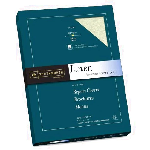 Southworth Company SOUZ560CK Fine Linen Paper- 65lb- Acid-free-Lignin- Ivory by Southworth Company