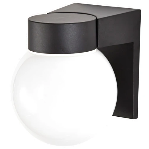 Nuvo Lighting SF77/140 Utility Fixture Die Cast Aluminum Durable Outdoor Wall Mount Porch and Patio Light with White Glass Globe, Black