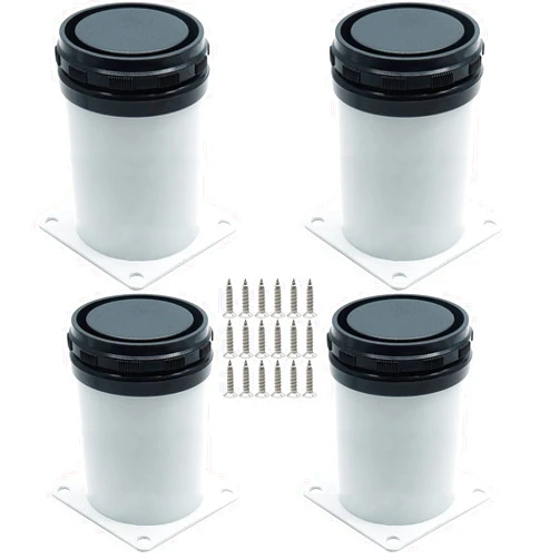 Kyuionty 4 Pack Adjustable Furniture Legs 4 Inch, Stainless Steel Adjustable Legs Metal Cabinet Legs, Round Replacement Legs for Table, Cabinets, Shelves, Sofa (White)