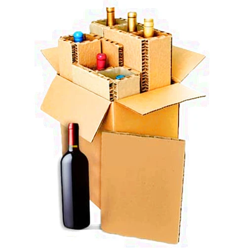 PrimeSaving Wine Boxes 100percent Corrugated Shippers Honey Comb Inserts for Shipping, Gift Box, Moving, or Storage (6 Bottle)