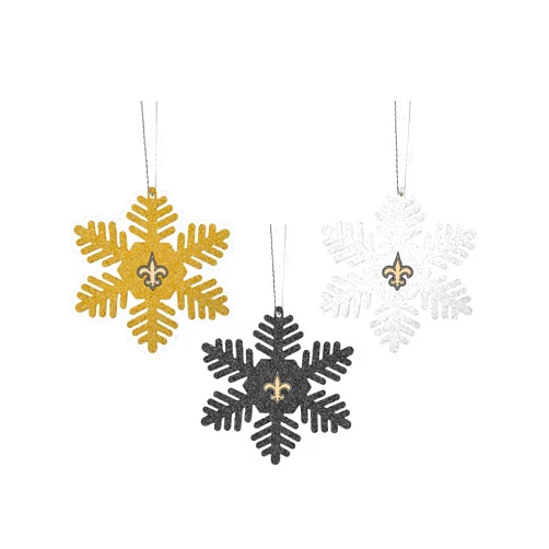 foco NFL Unisex-Adult 3-Pack Metal Glitter Snowflake Holiday Christmas Tree