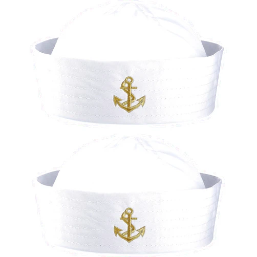 Boao 2 Pcs Christmas Sailor Hats Gifts White Navy Captain Hats Sailor Ship Nautical Yacht Cap for Women Men Christmas Costume Party (Classic)