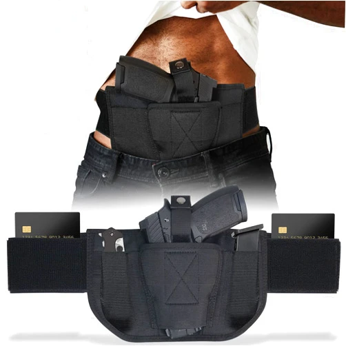 MOLLEQLS Belly Band Holster for Concealed Carry - Gun Holster for Men & Women, Ambidextrous Design, Double Mag Pouch for Most Pistols and Revolvers