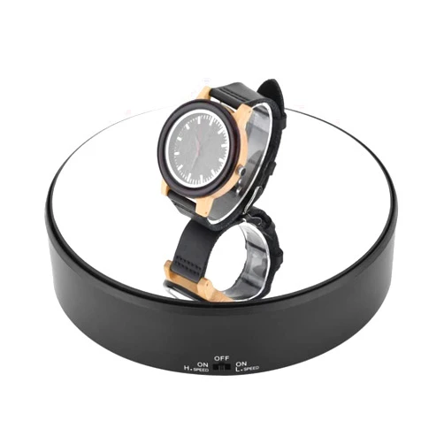 Zerodis Rotating Display Stand, Mirror 360 Degree Rotary Display Stand Adjustable Rotating Speed Turntable Jewelry Holder for Shop Home Display Jewelry Watch Digital Photography