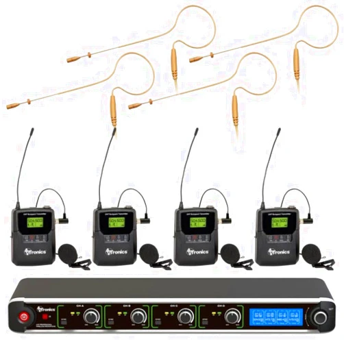 AVTronics 200-Channel UHF Wireless Mic System Bundle (4 Lapel, 4 Earworn, 4 Bodypack), SYSQ4LAVKX9