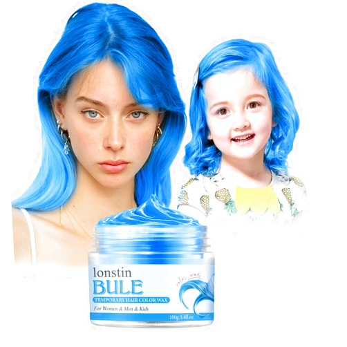 Lonstin Temporary Hair Color Wax,lonstin Blue Hair Dye Paint Wax Washable Instant Colored Hair Wax Gel Cream Mud Hair Makeup Men Women Halloween Party